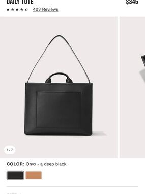 Daily Tote Onyx Black Leather Shoulder Bag